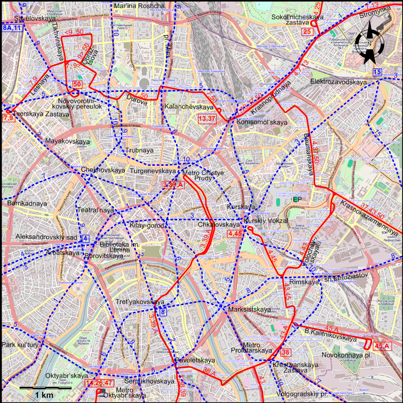 Moscow downtown tram map 2022