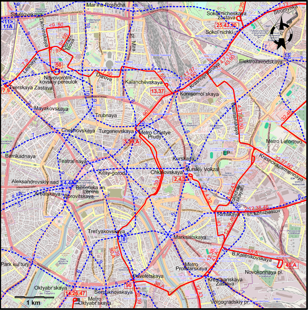 Moscow downtown tram map 20245