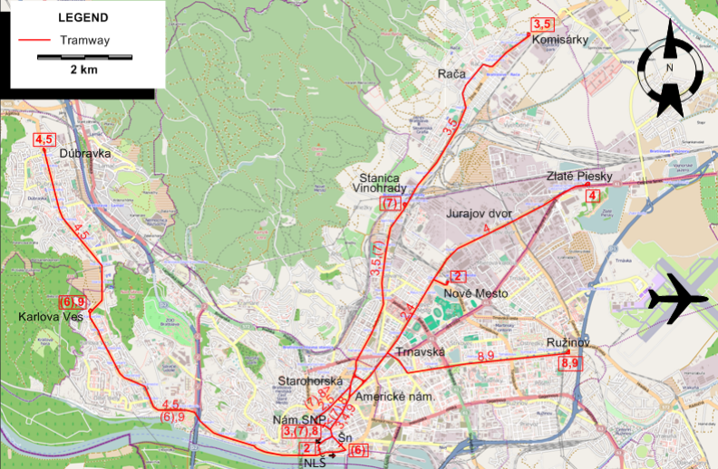 Bratislava tram map 2012