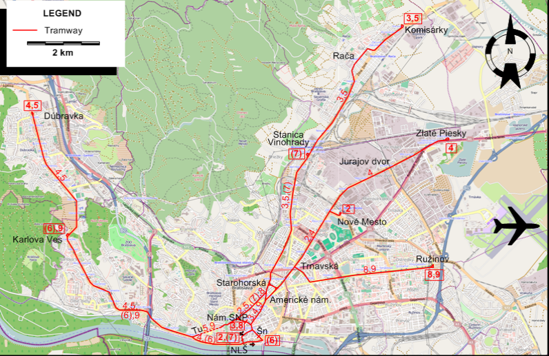 Bratislava tram map 2013