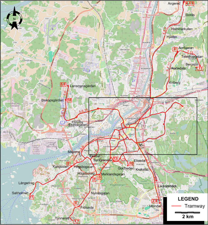 Gothenburg tram map 2015