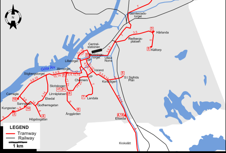 Gothenburg downtown tram map 1939