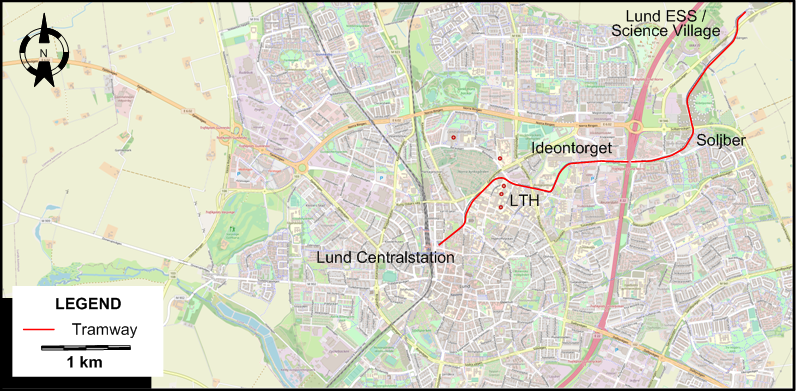 Lund 2020 tram map