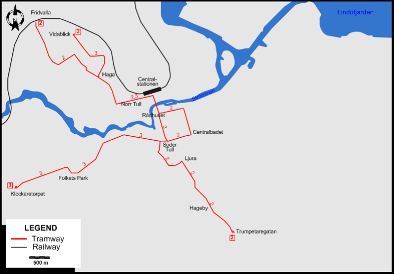 Norrköping tram map 2010