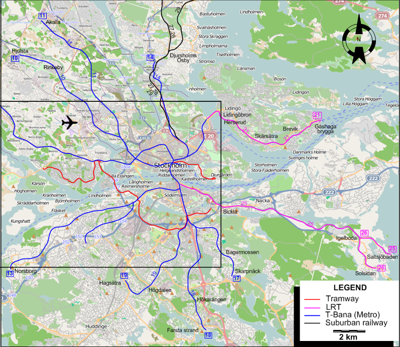Stockholm tram map 2010