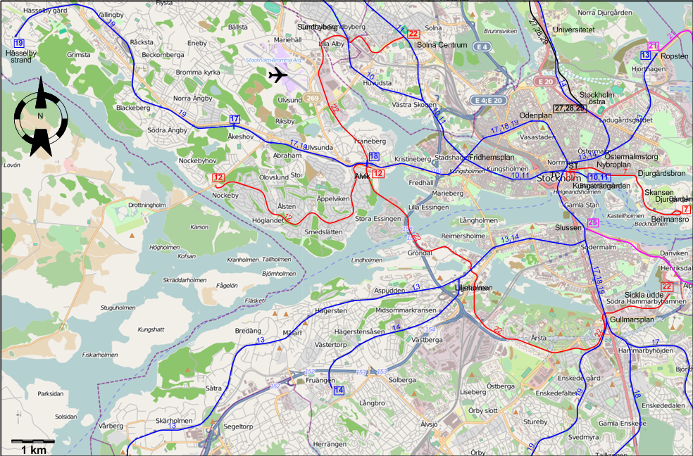Stockholm downtown tram map 2013