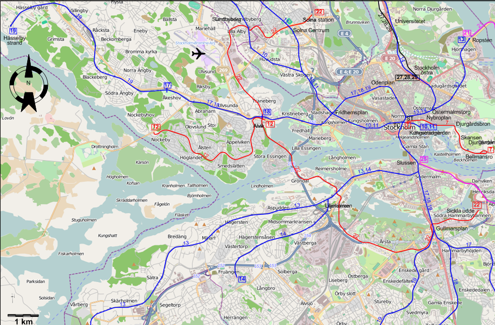 Stockholm downtown tram map 2014