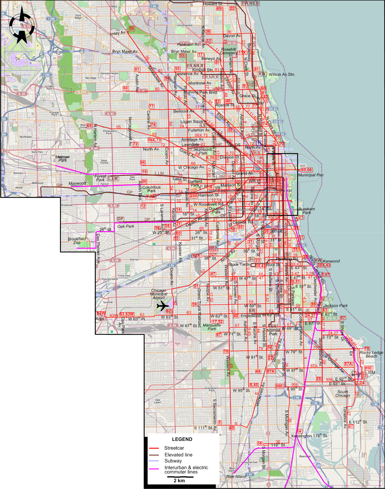 Chicago tram map – 1947
