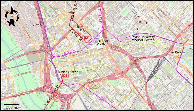 Dallas centre 2016 streetcar map