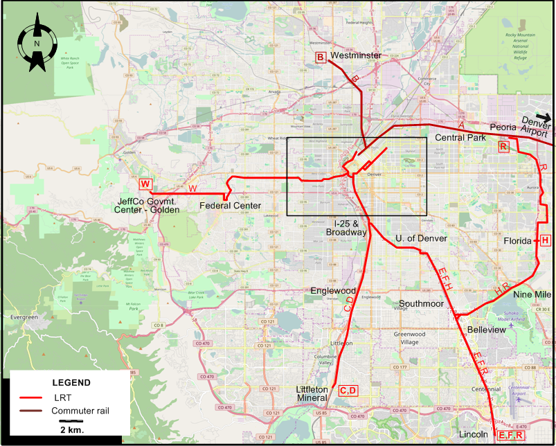 Denver LRT  2017 map
