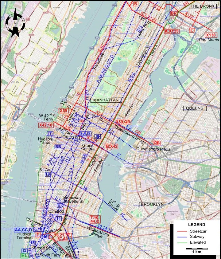 Manhattan tram map – 1946