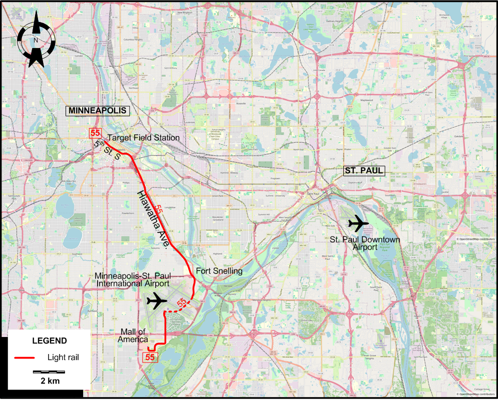 Minneapolis LRT map – 2004