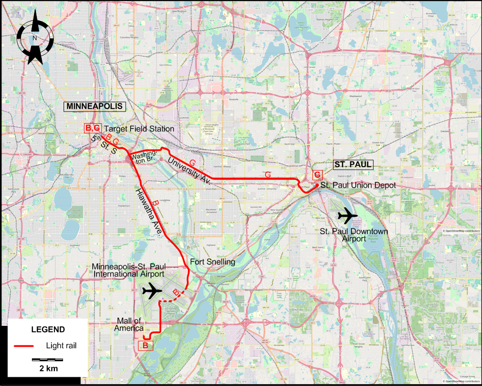 Minneapolis LRT  map –  2014