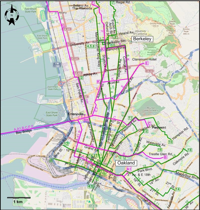 Oakland 1944 tram map
