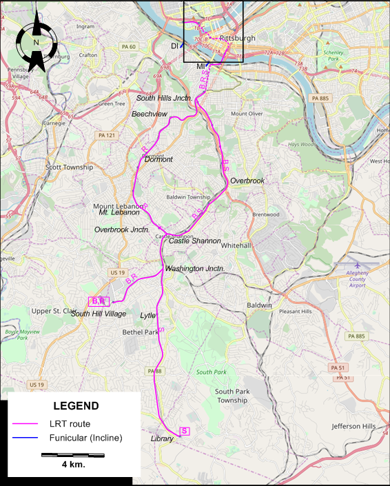 Pittsburgh LRT map 2020