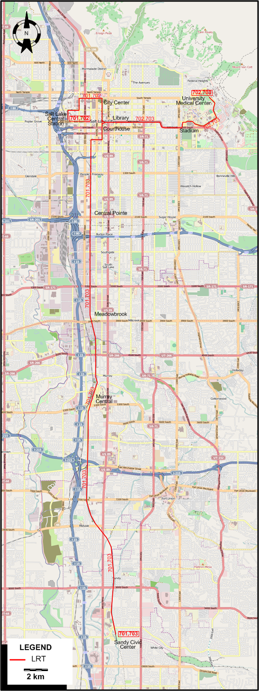 Salt Lake City LRT  map –  2008