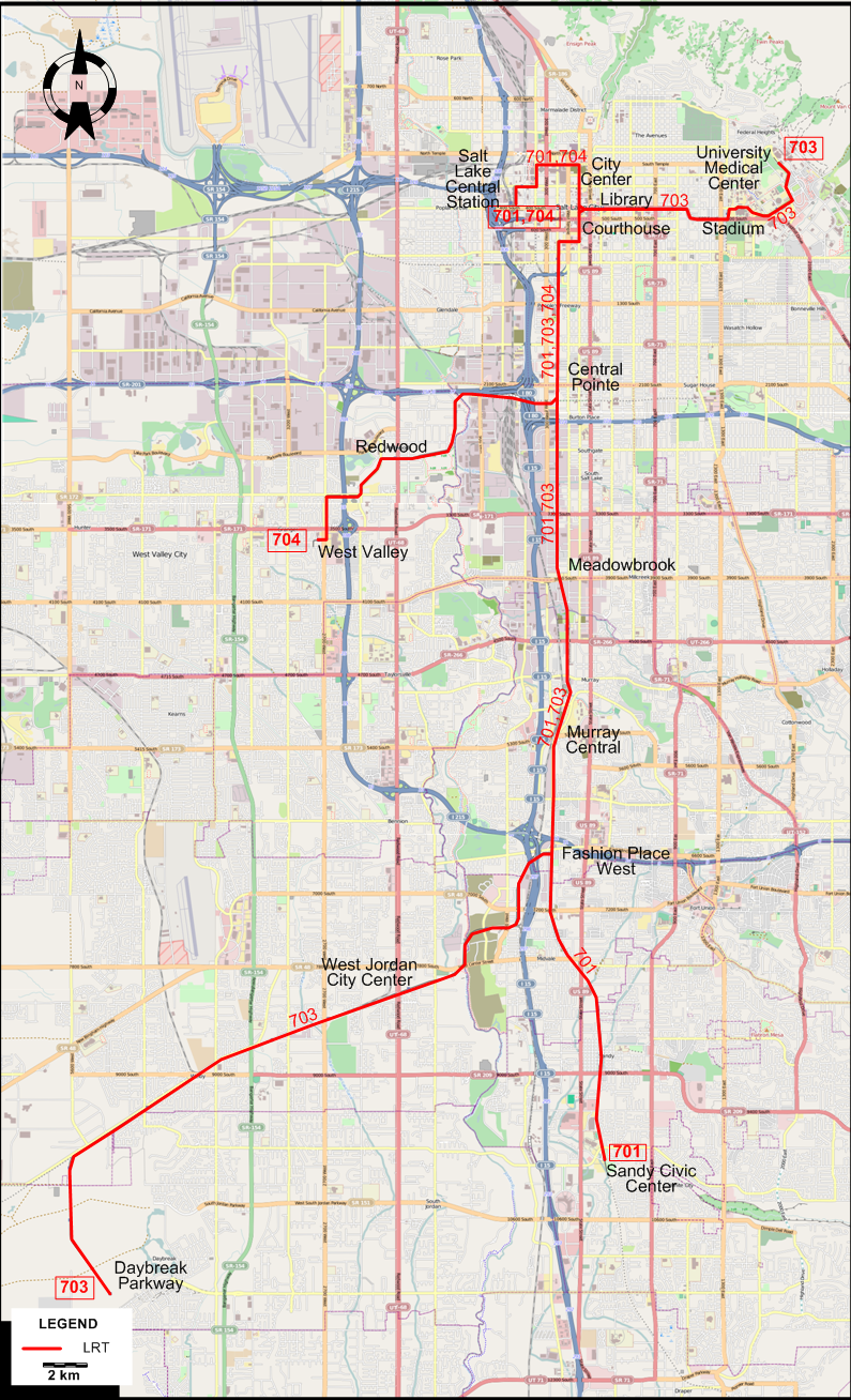 Salt Lake City LRT  map –  2011