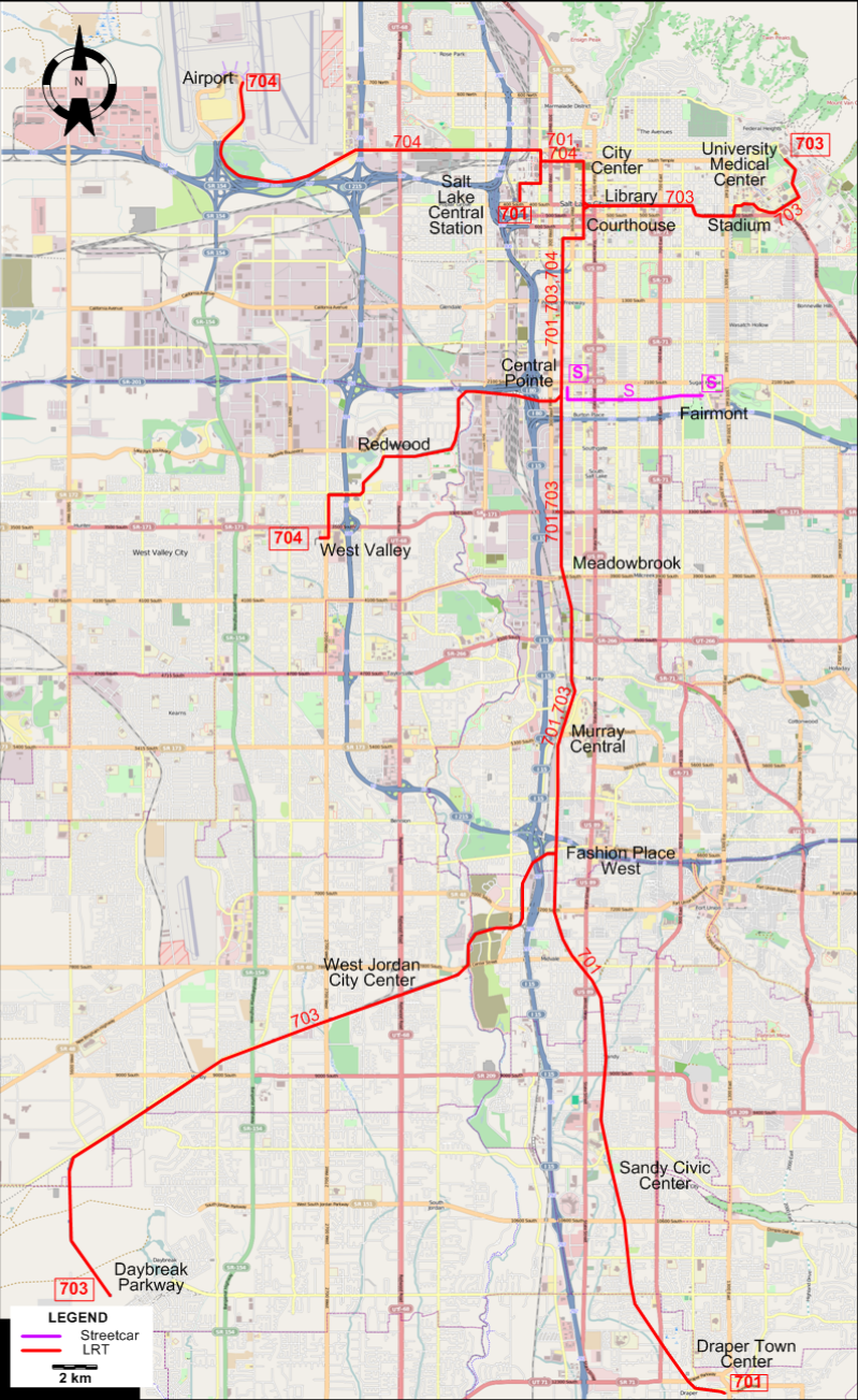 Salt Lake City LRT  map –  2013
