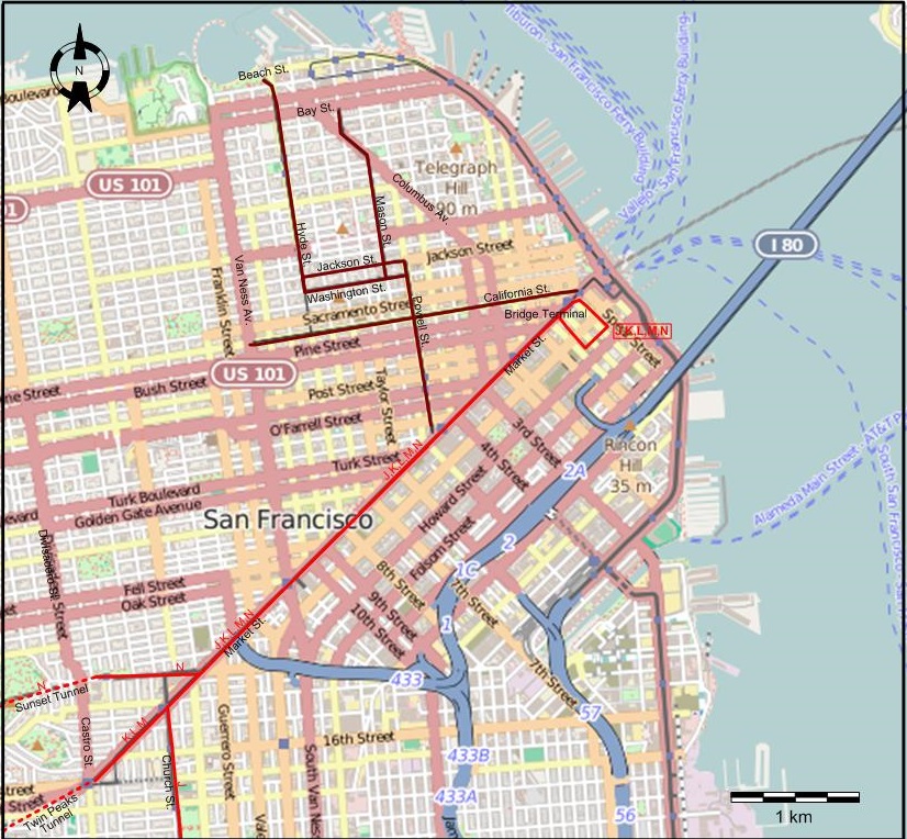 san francisco cable car route map