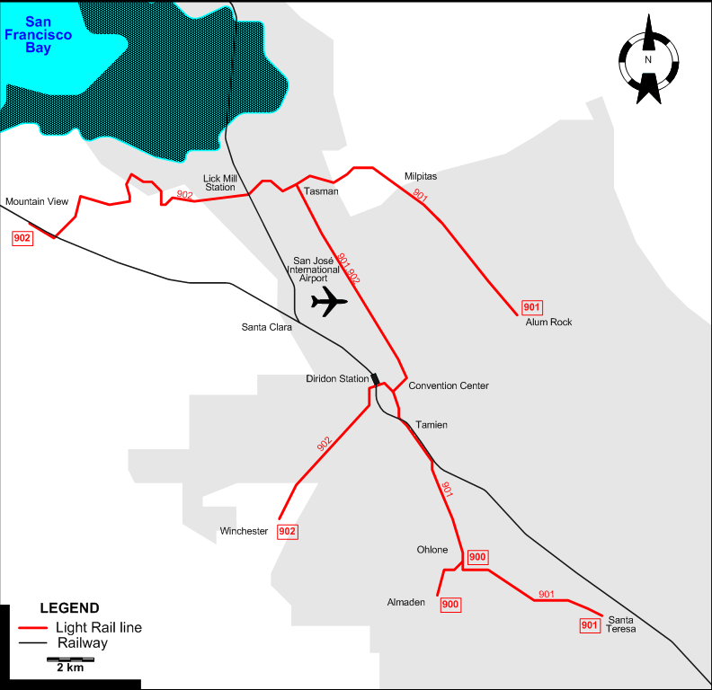 San José tram map