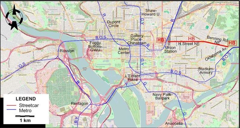 Washington tram map - 2016